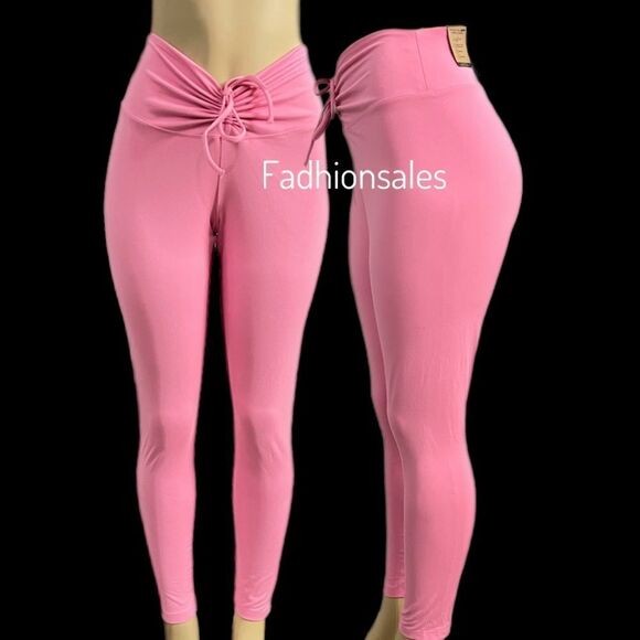 Victoria’s Secret Pink Active high Waist Full Length Ruched V leggings Pink XXL - Picture 1 of 4